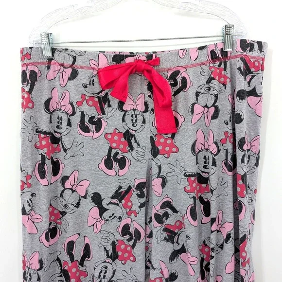 Disney‎ Minnie Mouse Pajama Pants Womens XL Gray Pink Lounge Sleep Y2K Cozy - Picture 5 of 8
